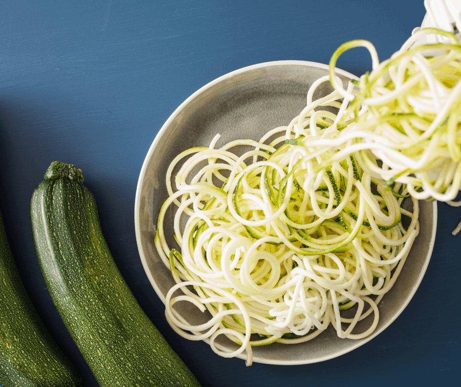 zucchini noodles ready to be dehydrated