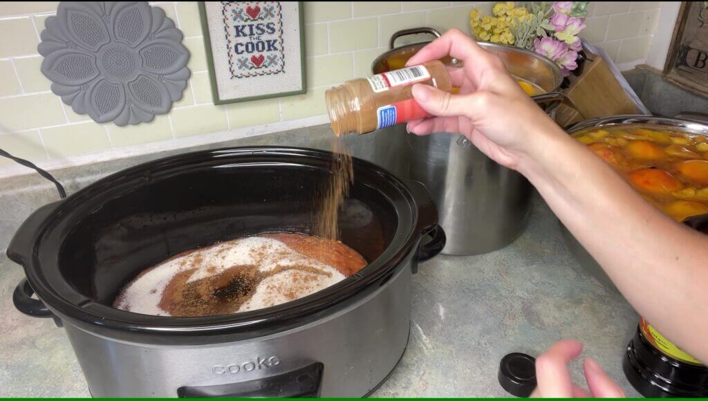 peach butter in crock-pot
