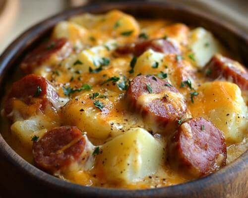 crockpot-cheese-potatoes-and-kielbasa