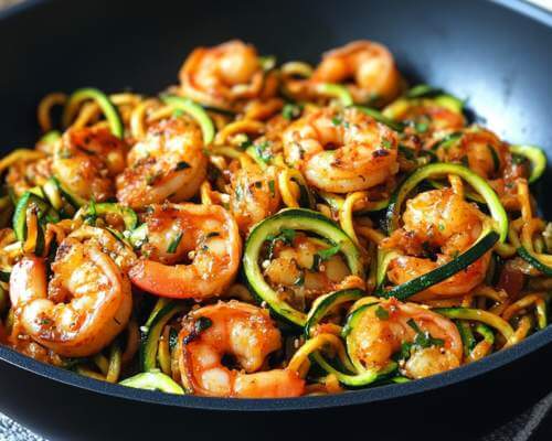 zucchini noodles and shrimp
