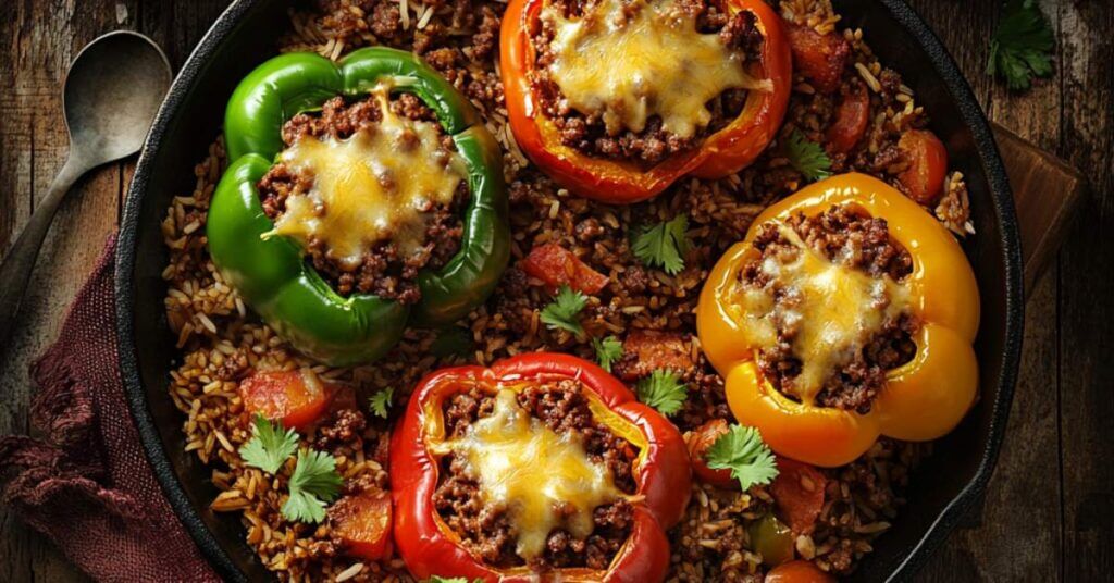 one-pot-stuffed-peppers-skillet