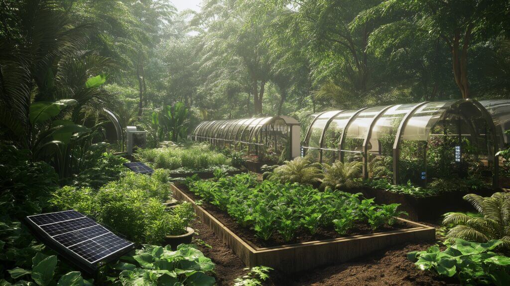 solar-powered tropical garden