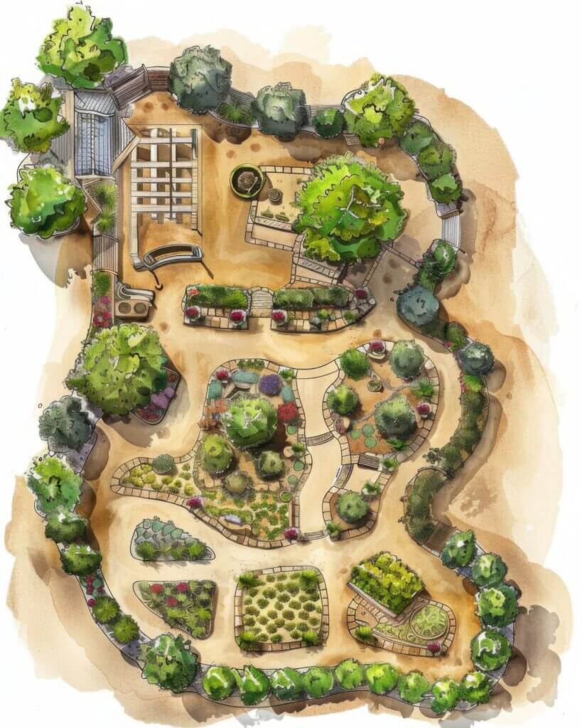 cottage-style raised bed layout
