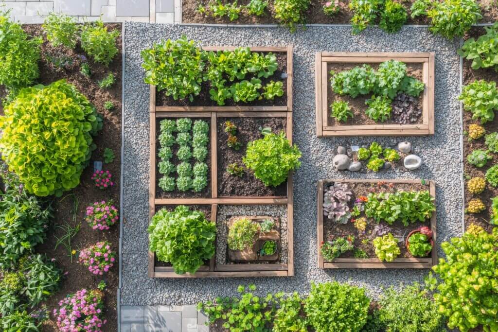 gravel pathway raised bed layout