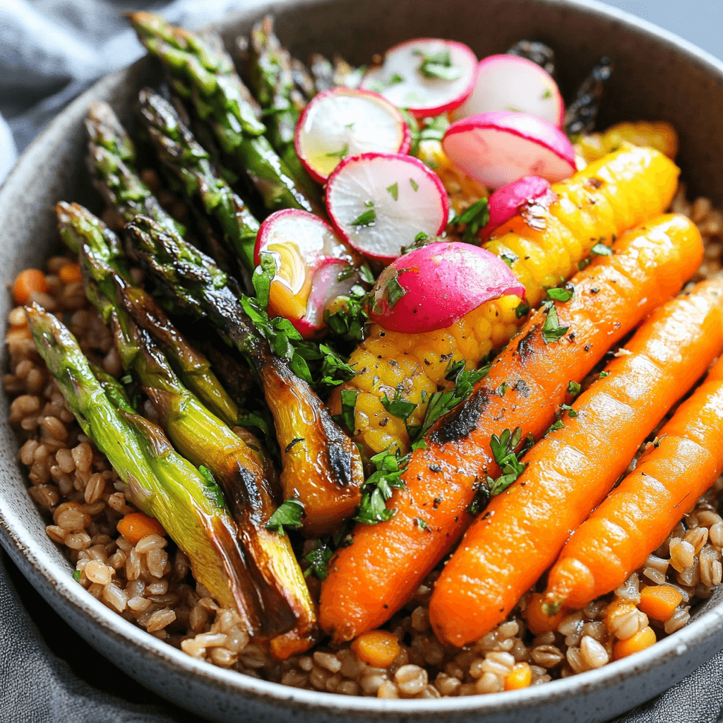 Farro Bowl with Roasted Spring Vegetables