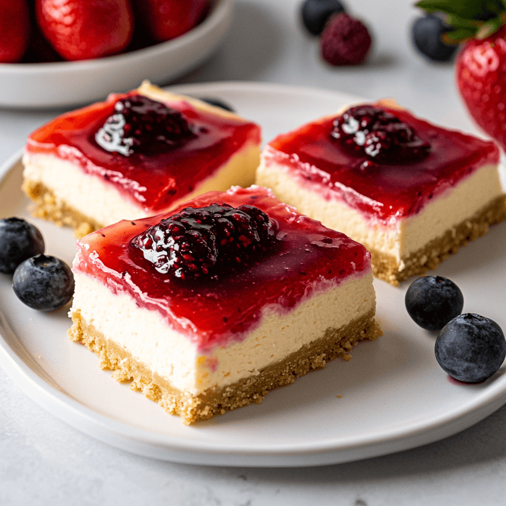 Red, White and Blue Cheesecake Bars