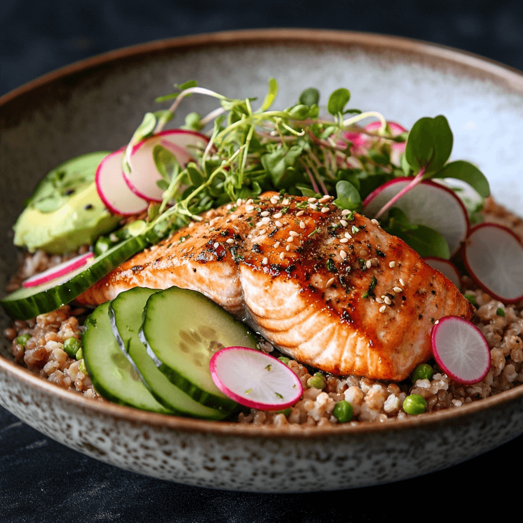 Salmon and Radish Grain Bowl