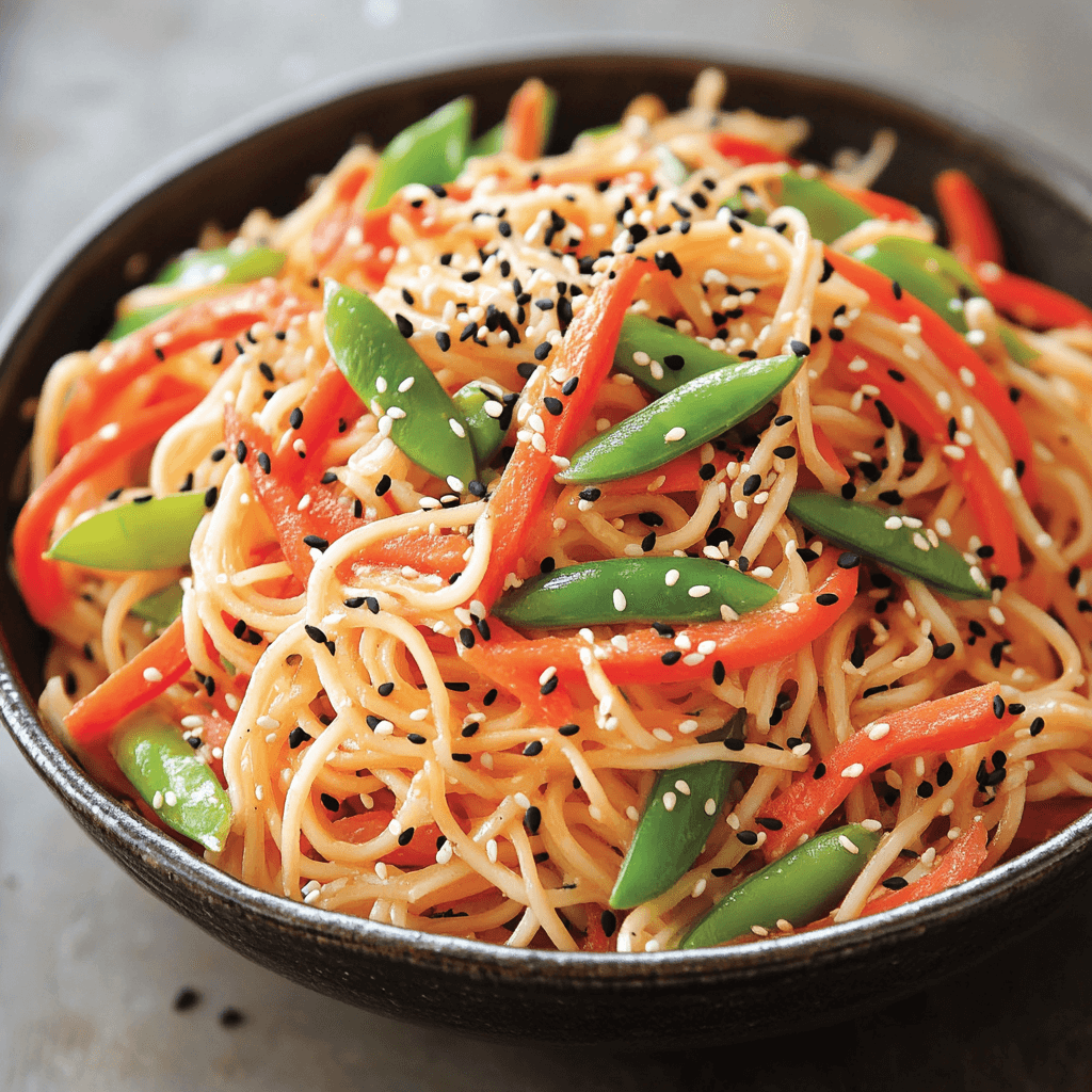 Sesame Ginger Noodle Salad with Sugar Snap Peas