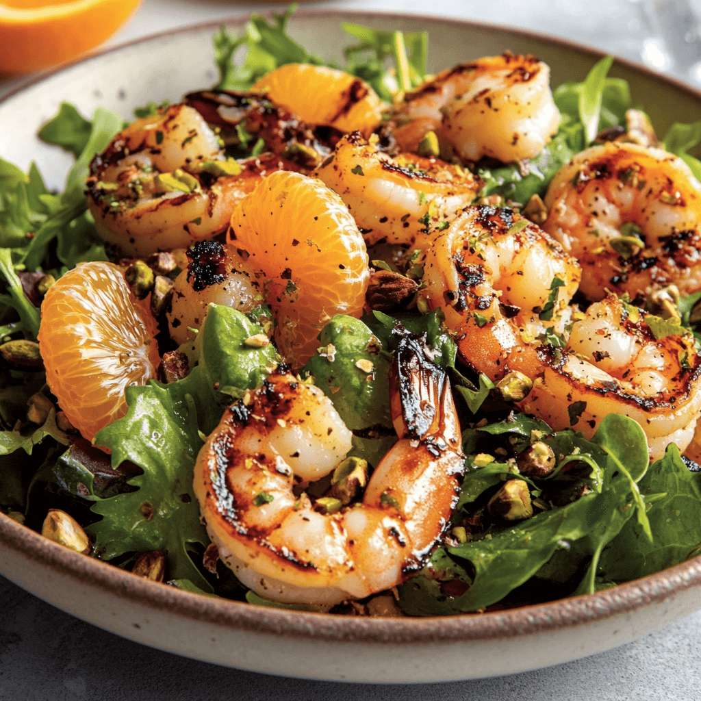 Shaved Fennel and Orange Salad with Grilled Shrimp