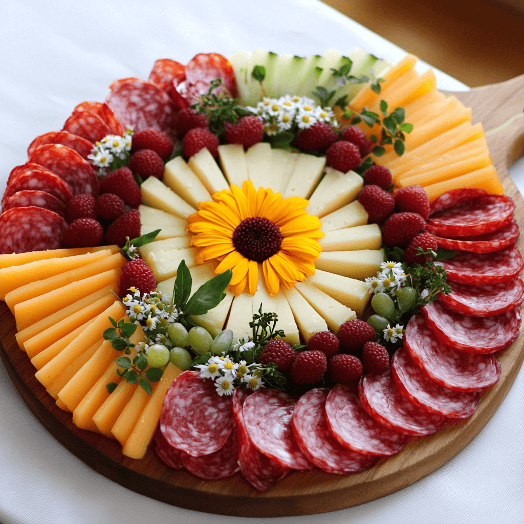 spring flower inspired charcuterie board