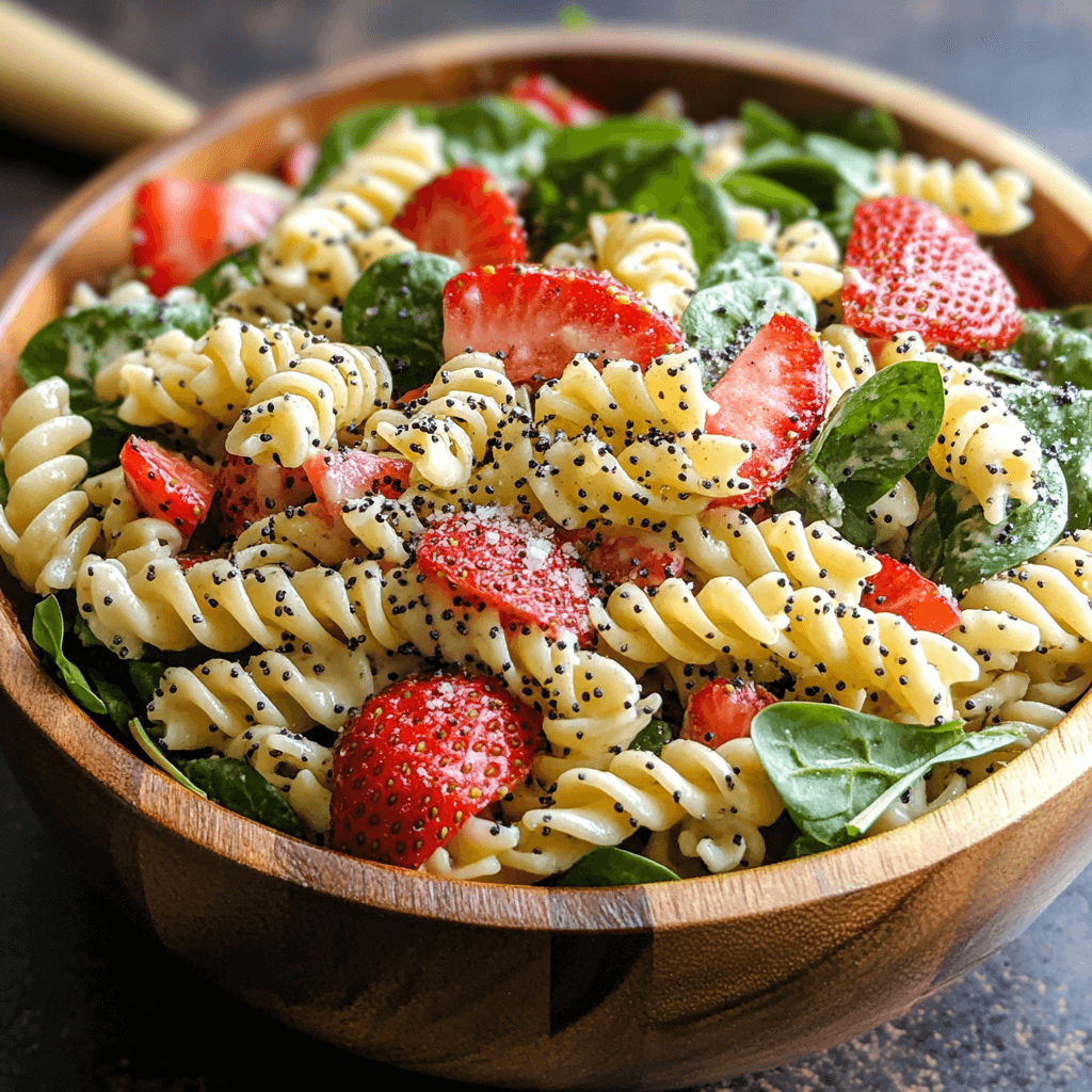 Strawberry Spinach Pasta Salad