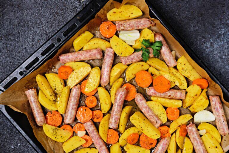 sheet pan sausage and potatoes