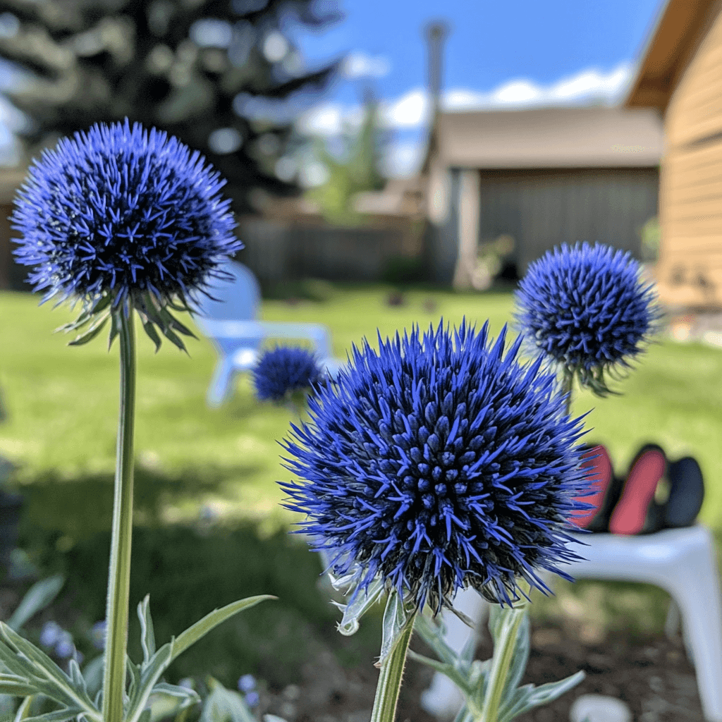 Globe Thistle tall perennial flower