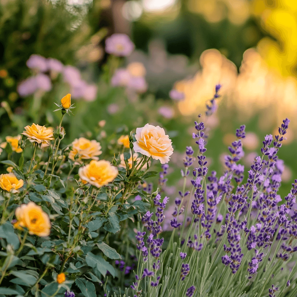 lavendar with colorfull companions