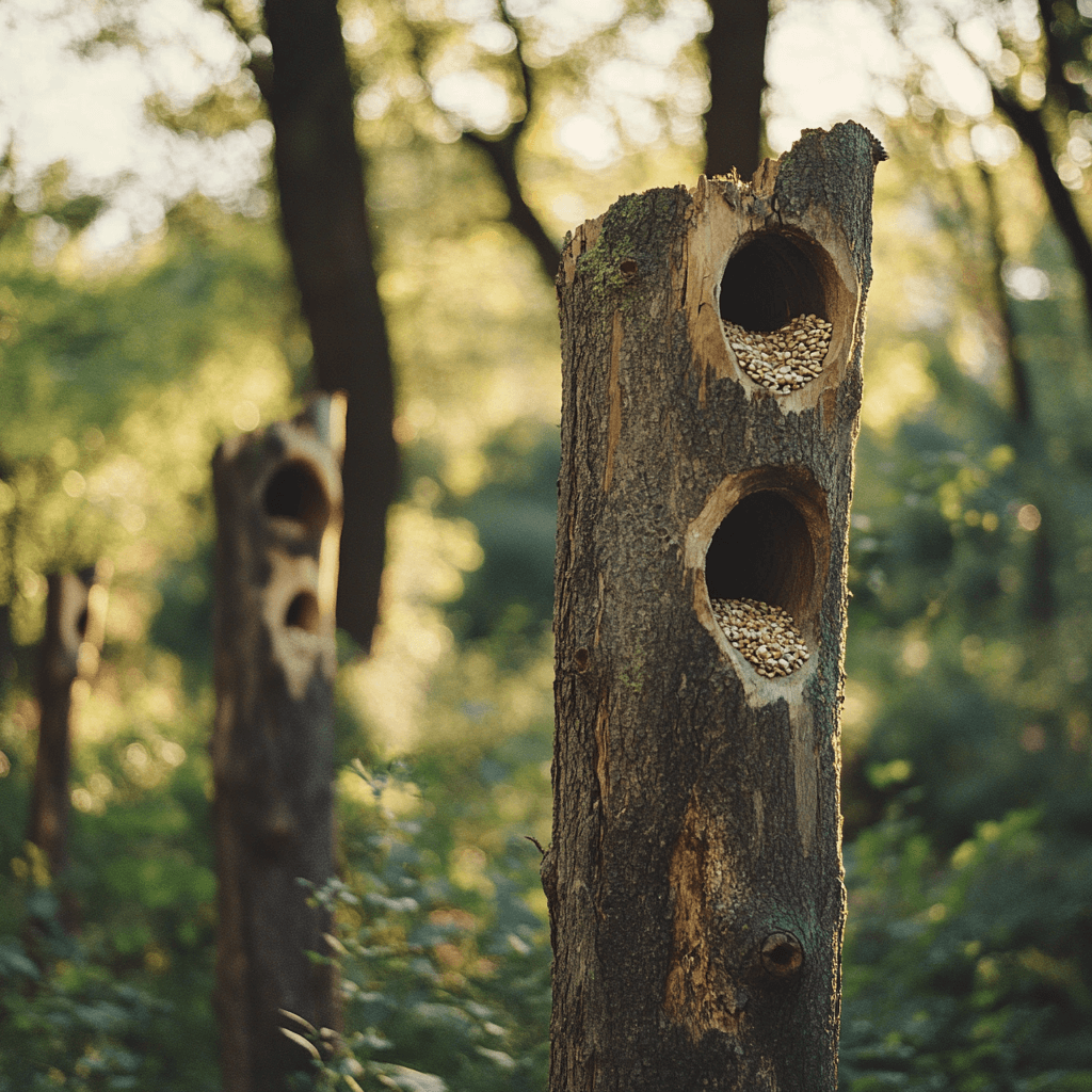 old log turned into a bird feeder