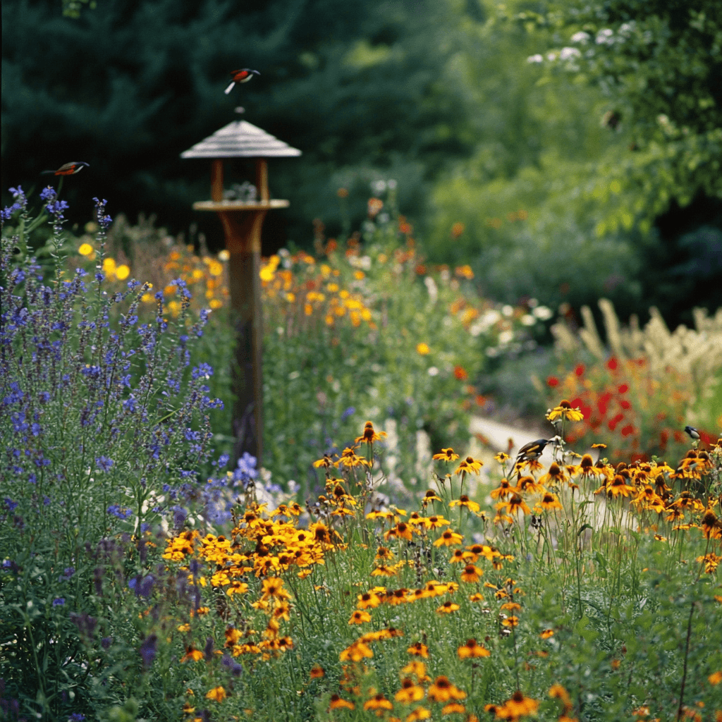 wildflower bird feeder garden