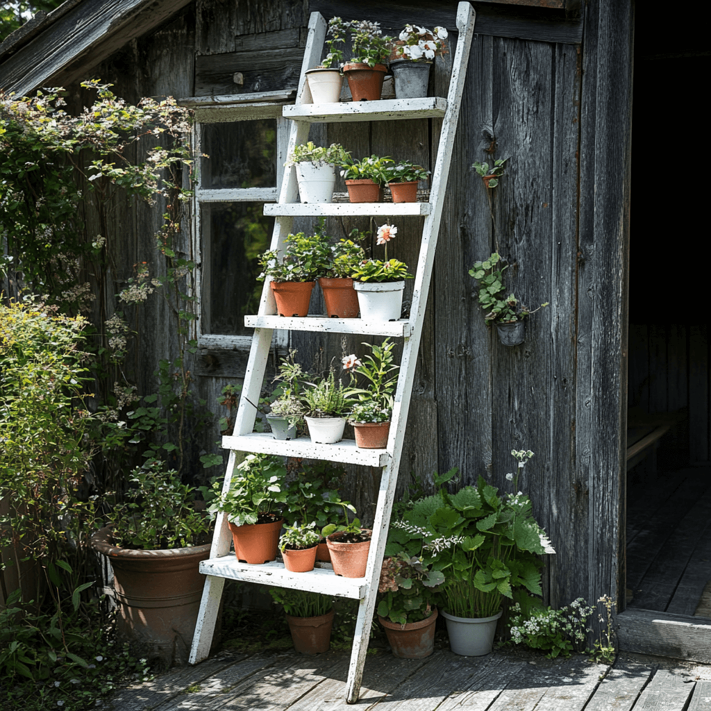 ladder plant stands tiny garden ideas