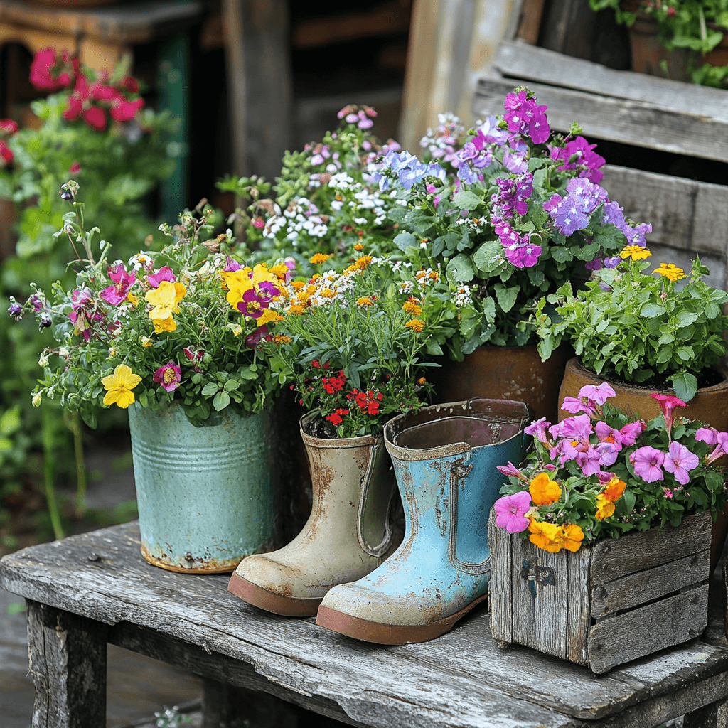 repurposed container gardens