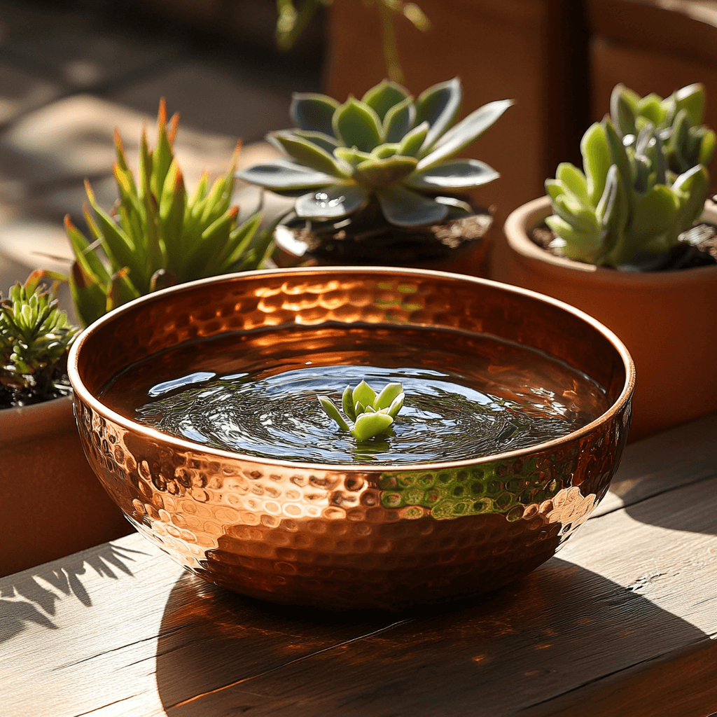 small-space water feature  patio garden ideas.