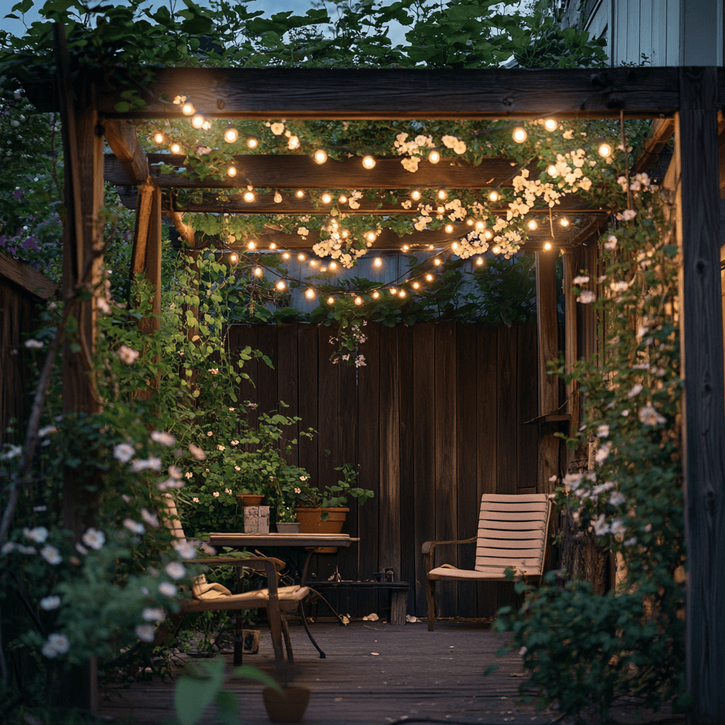 string light canopy  patio garden ideas.