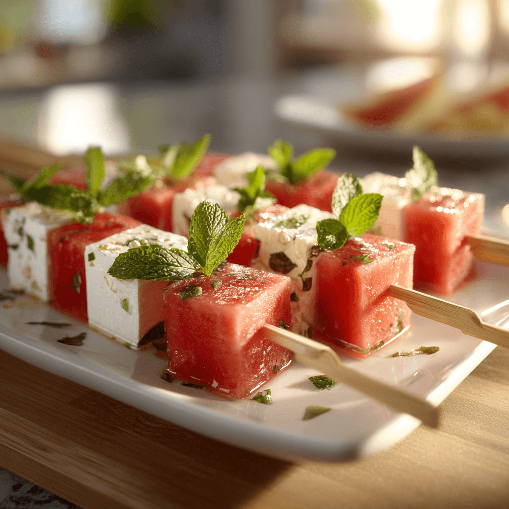 watermelon feta skewers
