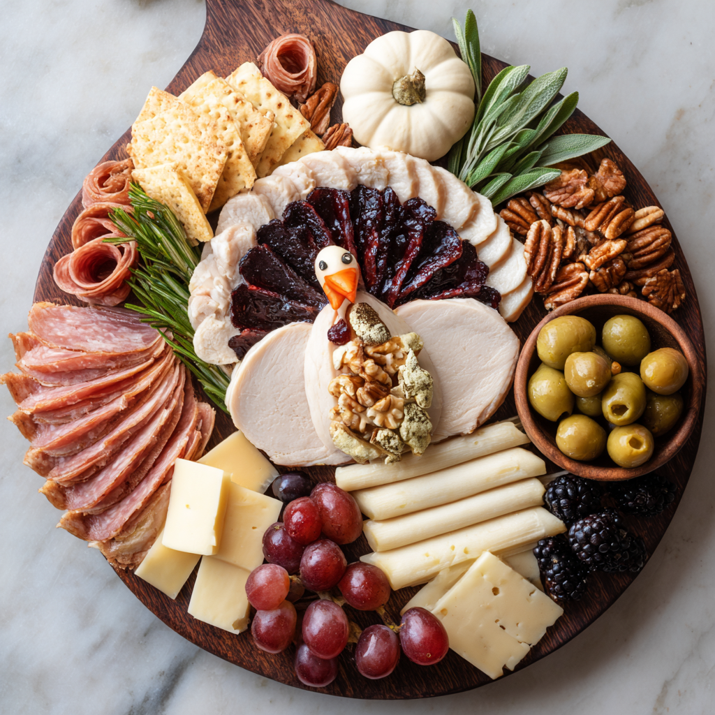 turkey shaped charcuterie board