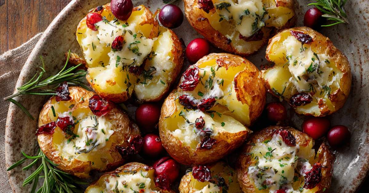Cranberry and Rosemary Butter Smashed Potatoes