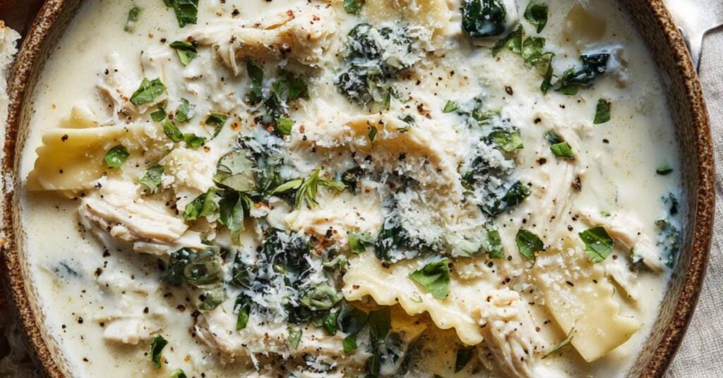 Creamy White Lasagna Soup