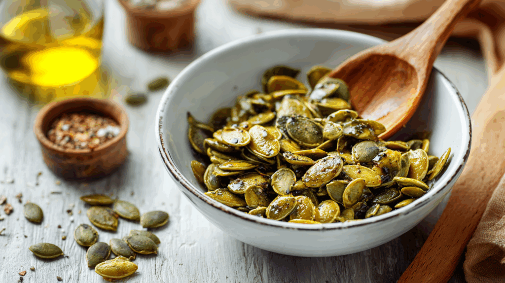 pumpkin-seeds-drizzled-with-olive-oil