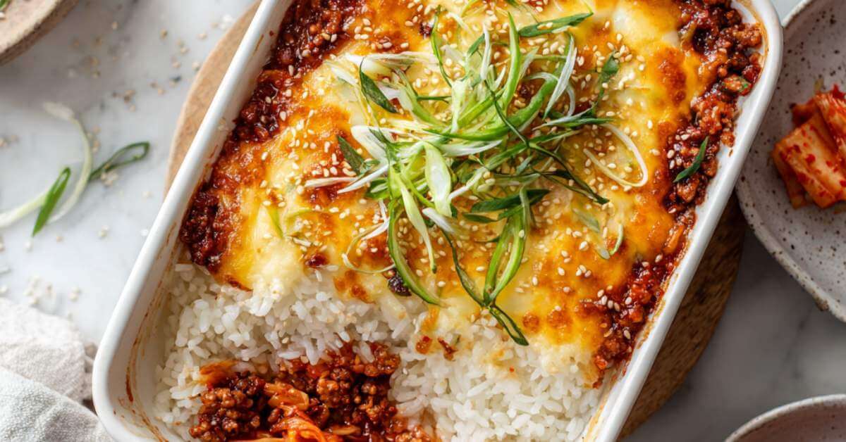 korean BBQ rice casserole
