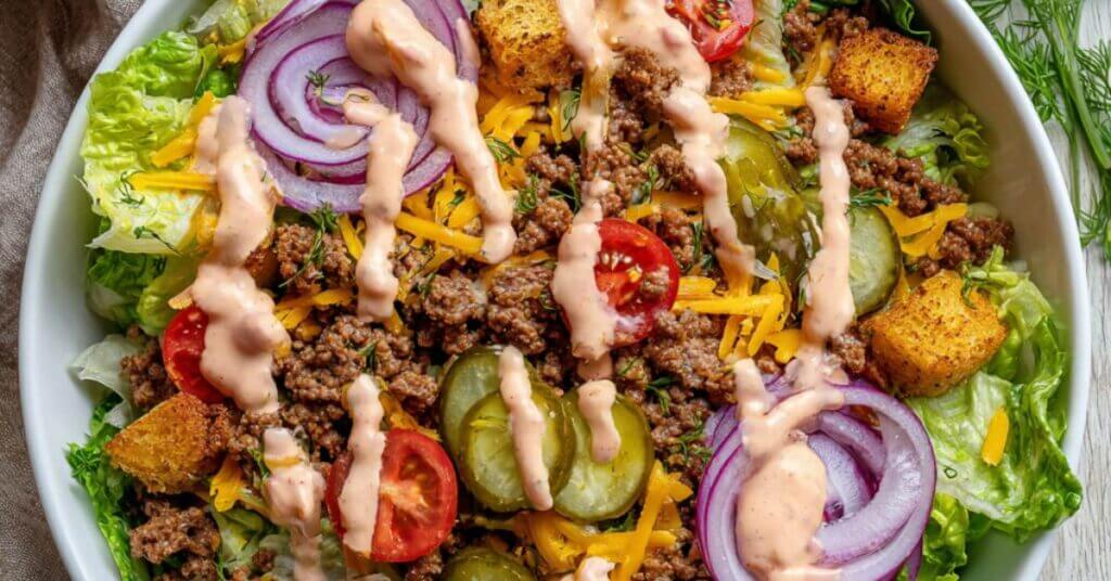 Burger salad bowl