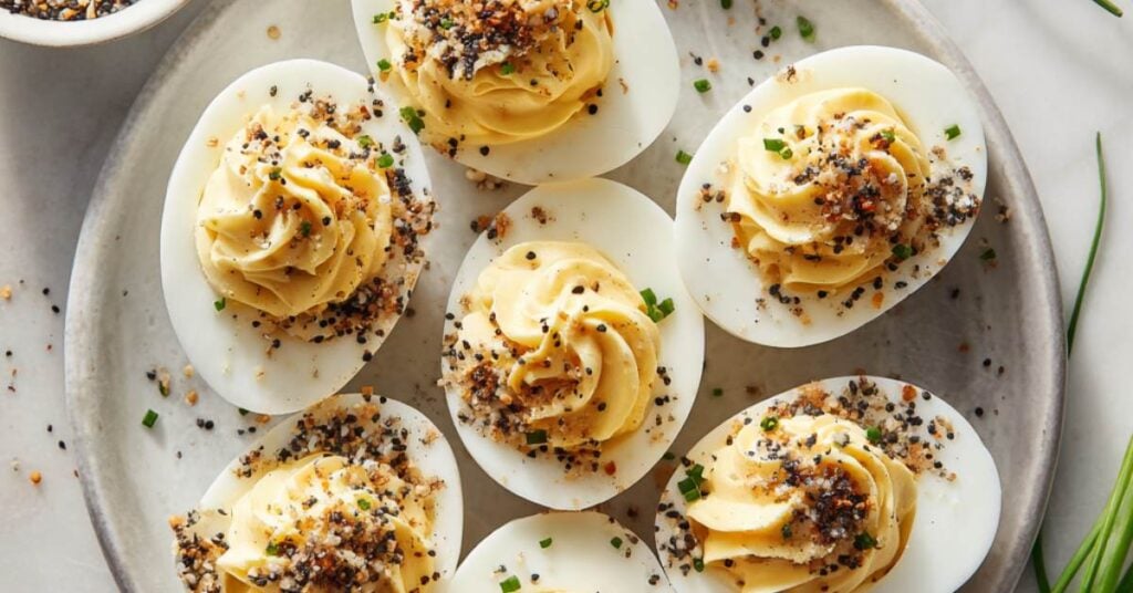 everything bagel deviled eggs
