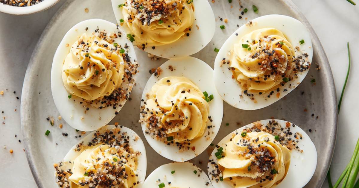 everything bagel deviled eggs
