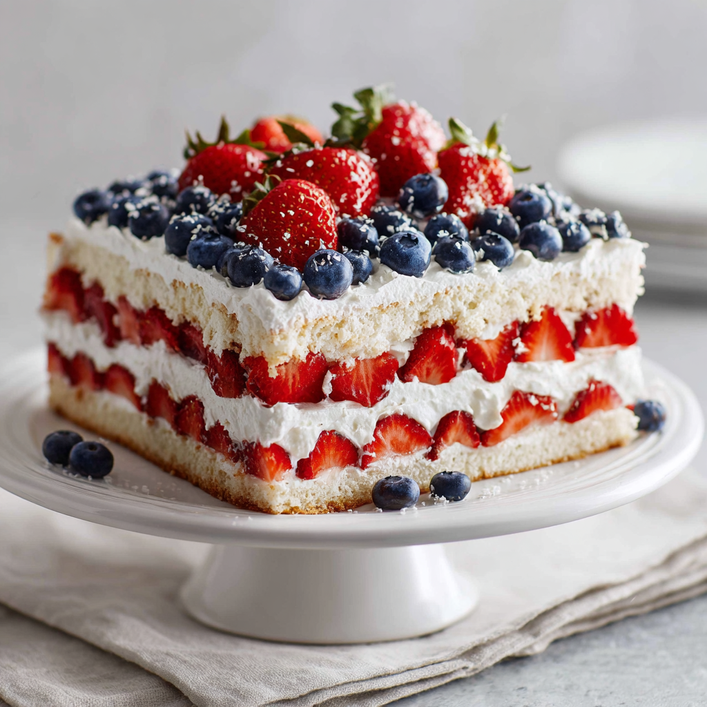 Classic Strawberry Shortcake Flag Cake