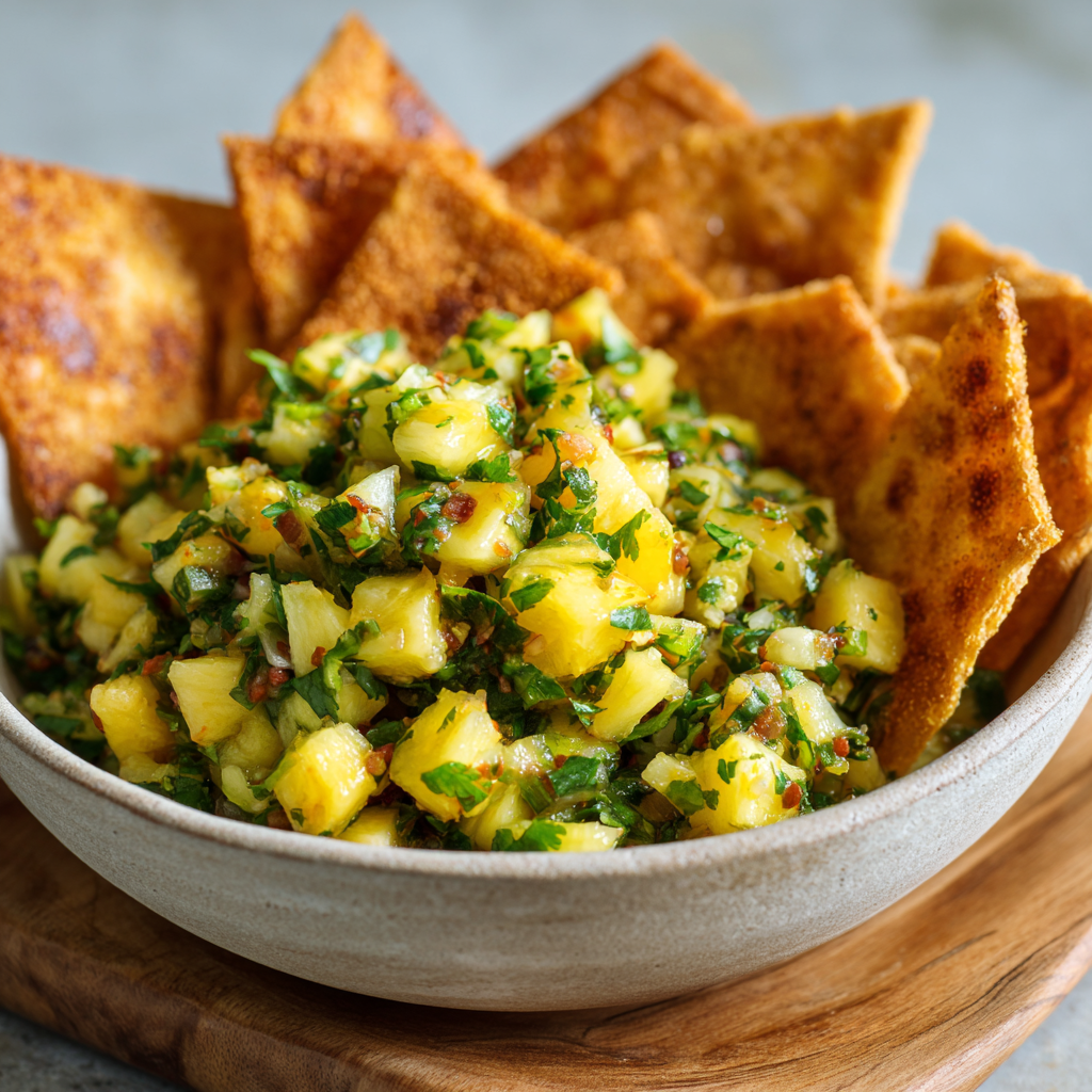 Pineapple Salsa with Cinnamon Chips