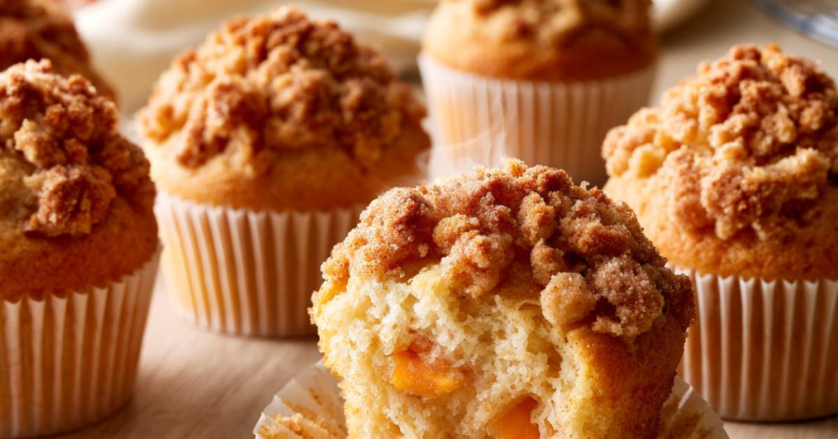 Peach Muffins with Streusel Topping