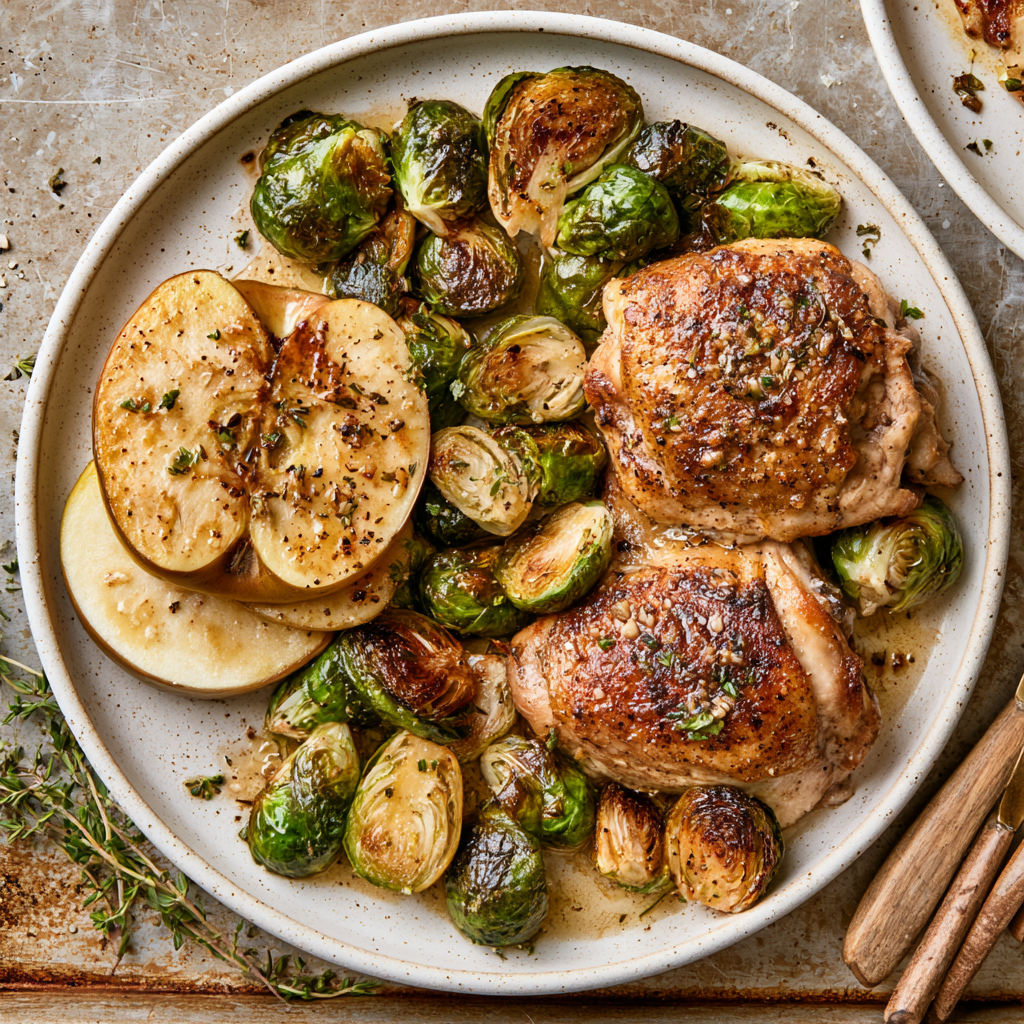  Roasted Chicken Thighs with Apples and Brussels Sprouts